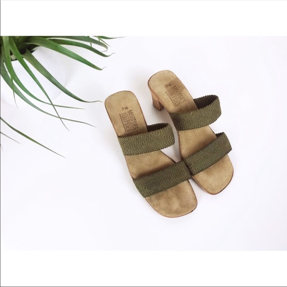 ☘[3/$25] Army green knitted cork 70s strap sandals - Picture 5 of 5